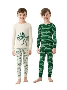 NWT Member's Mark Boys 4-Piece Organic Cotton Dinosaur Pajama Set